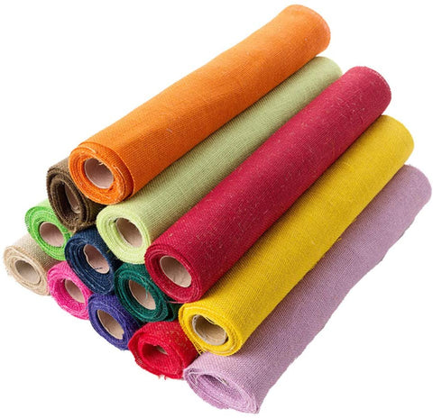 Jute Burlap Fabric Ribbon Roll DIY Sewing Craft Tablecloth Home Decor - Orange
