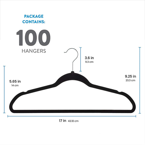 100 Pack Ultra Thin Space Saving 360 Degree Swivel Hook Strong and Durable Clothes Hangers - Willow
