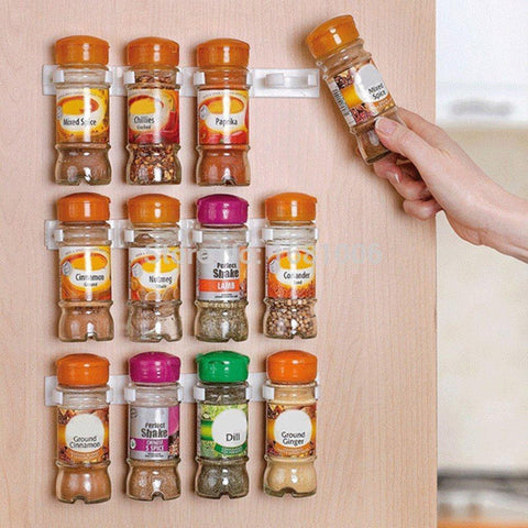 20 Jars Clip n Store Spice kitchen Organizer - 4 Strips x 5 Use Alone or Together - SquareDubai