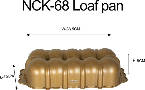 Loaf pan | Aluminium Bundt Pan | Non Stick Cake Pan | Gold (Size: 34.5CMx15CMx8CM) - LIFE SMILE