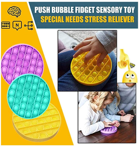 Push Pop Bubble Sensory Fidget Toy 5x5 inch - Round Yellow