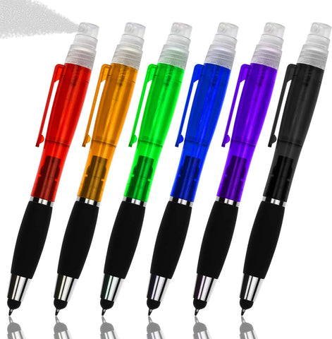 6Pcs / Set Spray Pen Travel Bottle Empty Refillable 3 ml for Perfume, 3 in 1 Multi-Purpose With Stylus for Touch Screen