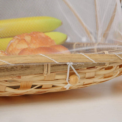 Bamboo Food Serving Trays Platters with Food Cover Mesh - WILLOW