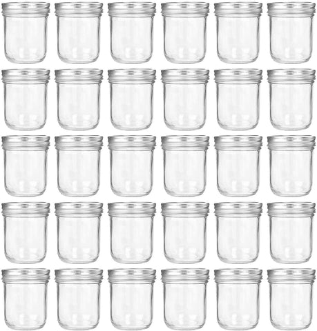 250ml Mason Jars Glass Jelly Jars, Canning Jars With Regular Lids, Ideal for Honey,Jam,Baby Foods,Wedding Favors,Shower Favors, 24 Pack - Willow