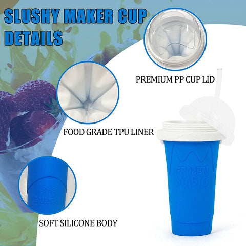 Portable Silica Smoothie Cup Freeze Mug for Slushie Maker, Milkshake Maker