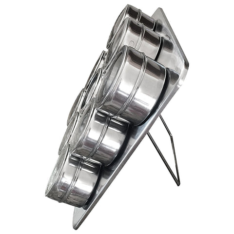 9 Magnetic Stainless Steel Spice Jars, Condiments, Fridge Magnets with Labels
