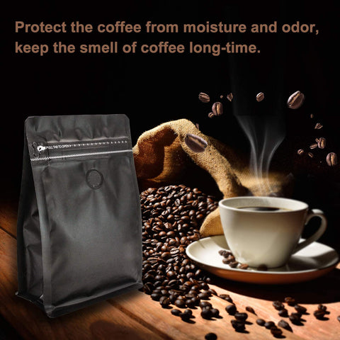 Coffee Pouches, Resealable Coffee Bag with valve, Flat Bottom Pull Tab Zipper 1Kg (25 Pc Pack) - Willow