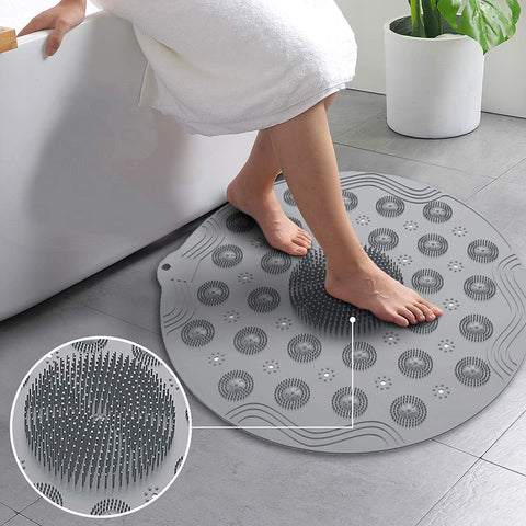 Bathroom Shower Mat, Non-Slip Silicone Foot Massage Bath Mat with Suction Cups
