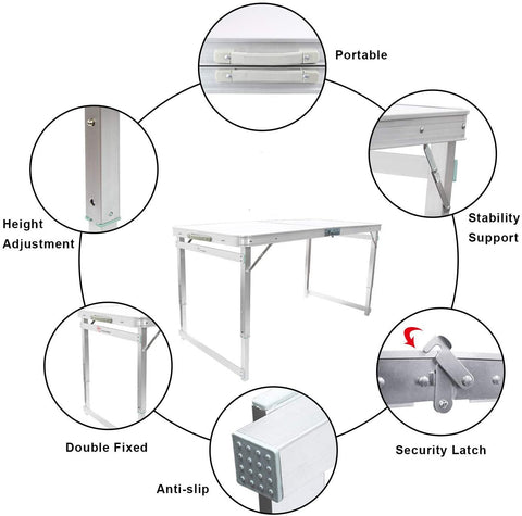 4-Person Folding Picnic Table with 4 Aluminum Chairs