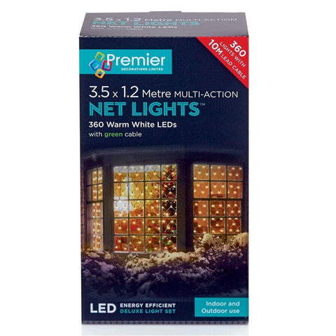 180 Multi-Action Net LED Lights (Warm White, 3.5 x 1.2 m) - Premier®