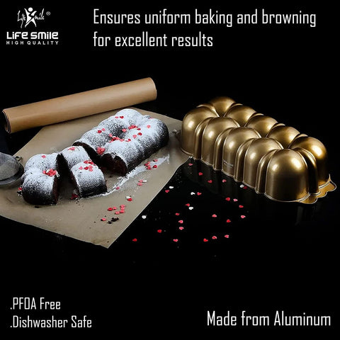 Loaf pan | Aluminium Bundt Pan | Non Stick Cake Pan | Gold (Size: 34.5CMx15CMx8CM) - LIFE SMILE