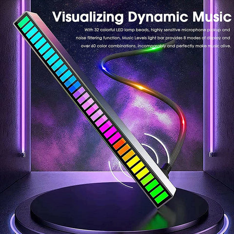 32 Bit Music Level Indicator Aluminum Bar Voice Sound Control Audio Spectrum RGB Light LED