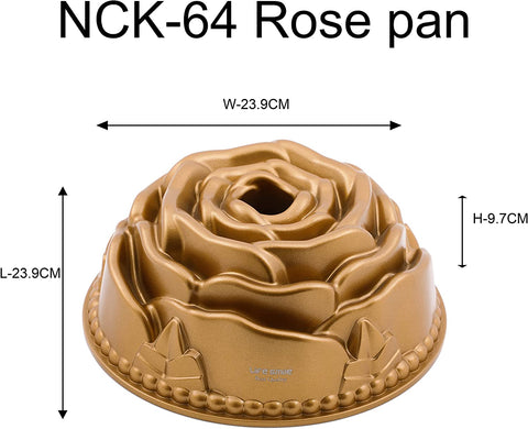Rose bundt pan Aluminium Cake Mold  Non Stick Cake Pan  Gold (Size: 24CM x 24CM x 10CM) - LIFE SMILE