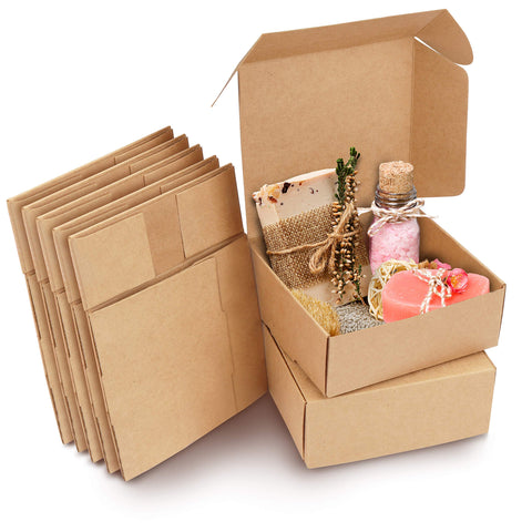 Willow 50Pcs Kraft Paper Box Mini Gift Box Candy Chocolate Favor Box Small Mailing Box (15x14x5.5 Cms)