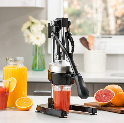 Olmecs Commercial Grade Orange and Lemon Press Juicing -Extracts Maximum Juice Heavy Duty Cast Iron Base and Handle - Non Skid Suction