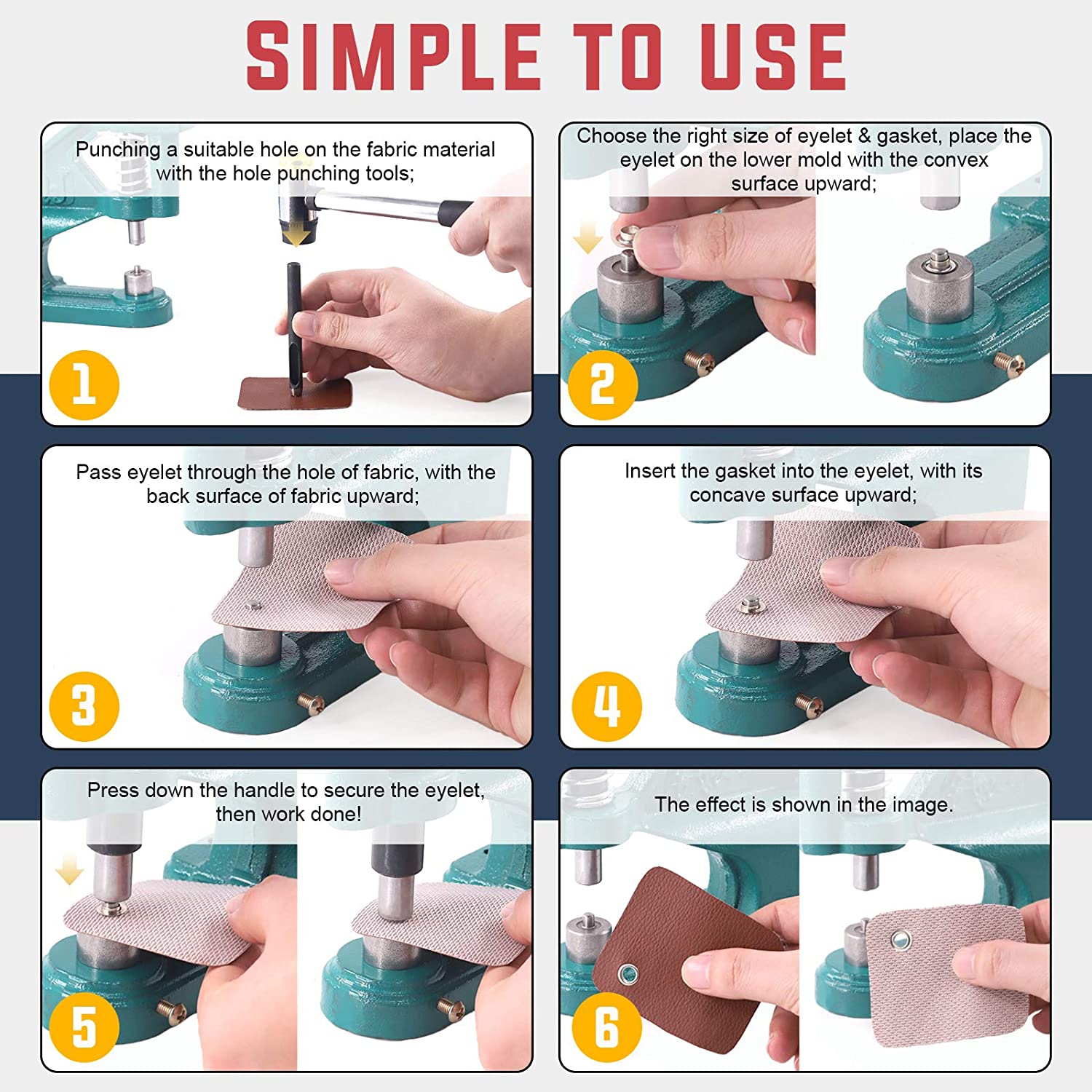 IMeshbean Heavy Duty Hand Press Grommet Machine Kit - 3 Dies (#0, #2, #4) + 1500 Eyelets