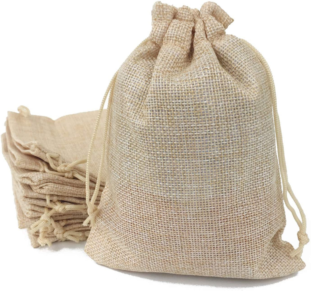 Willow 48Pcs Burlap Bags with Drawstring Gift Jute bags Included Cotton Lining (CREAM, 10X14)