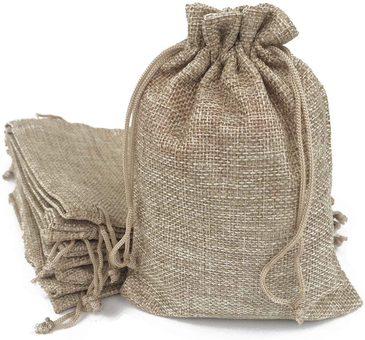 Willow 48Pcs Burlap Bags with Drawstring Gift Jute bags Included Cotton Lining (Natural, 10X14)