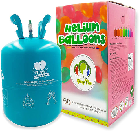 PARTY TIME  9 Inches Helium Tank that Inflates 50 Balloons (Blue)