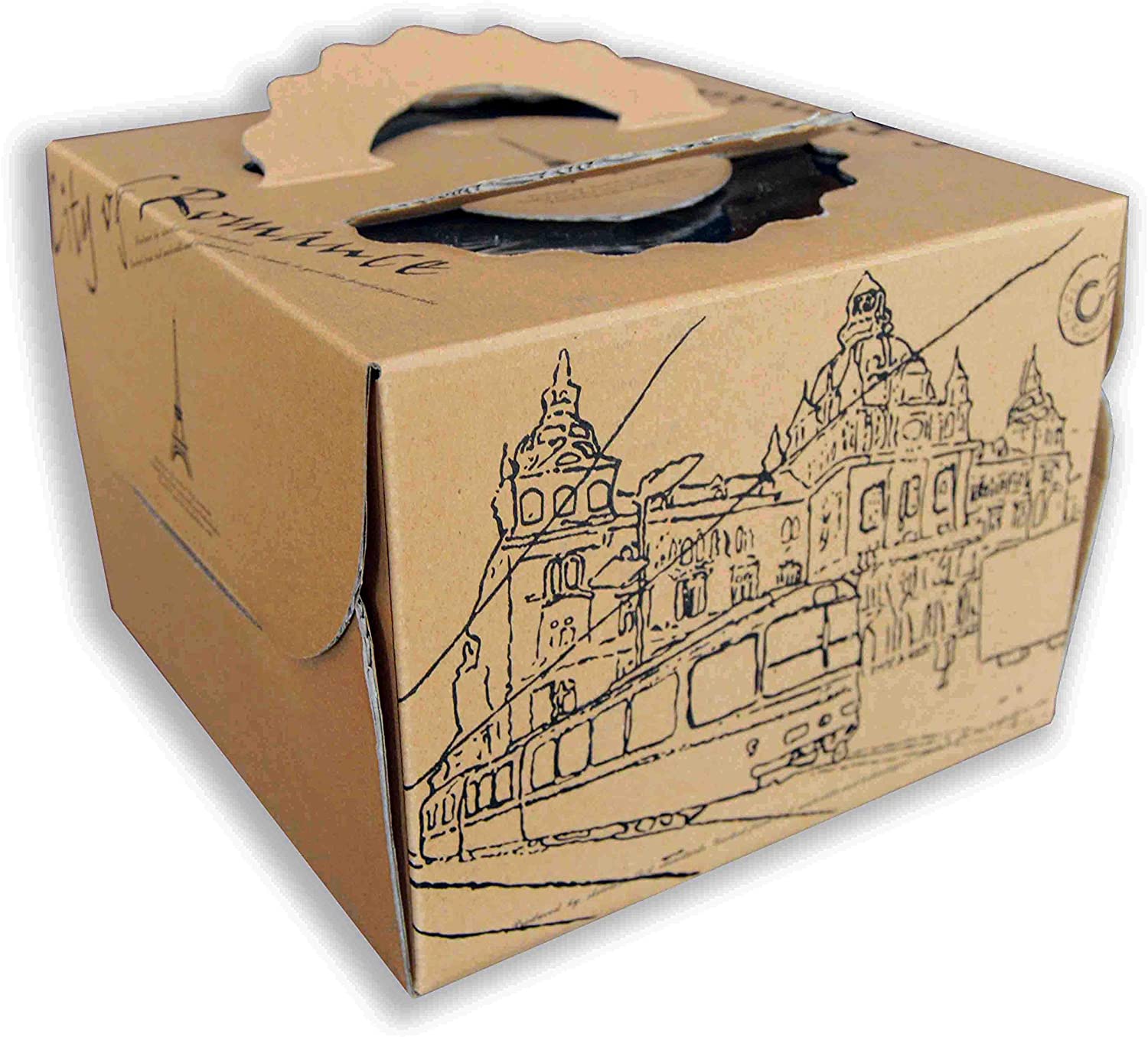 Large Brown Kraft Cake boxes with Window & Handle (25 x 25 x 15 Cms) 12Pc Pack