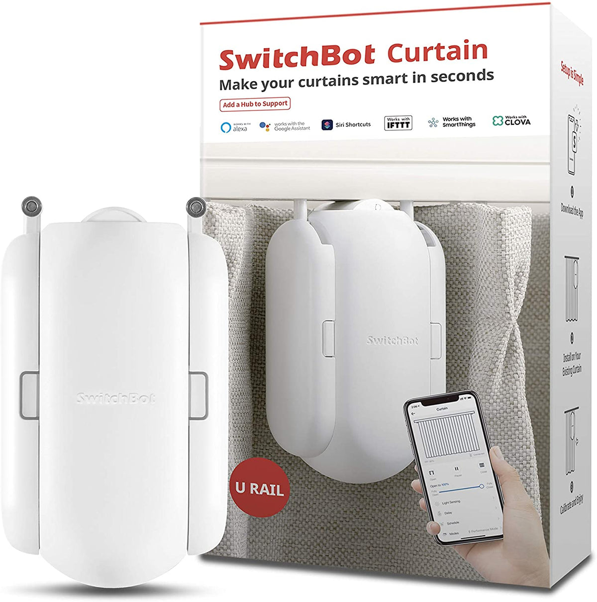 SwitchBot Curtain Smart Electric Motor Compatible with Alexa, Google Home, HomePod