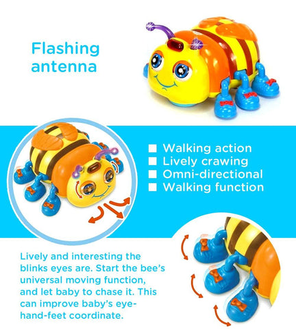 Hola - Baby Toys Infant Crawl Beetle Electric Toy Bee Ladybug with Music & Light