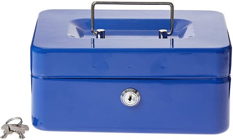 Metal Cash Box with Coin Tray And 2 Keys (15 x 12 x 8 Cm) - Red