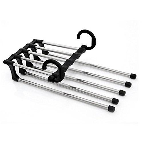 Ultra-practical Multi-functional Stainless Steel Tube Magic Pants Rack Trouser Hanger Home Storage
