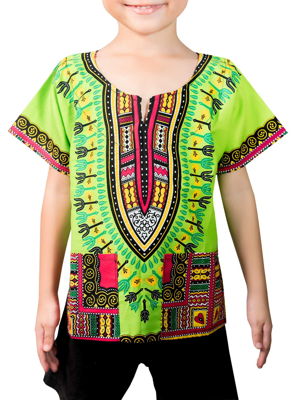 Children Traditional Colourful African Dashiki Thailand Style with Shorts (Yellow) - Tribe
