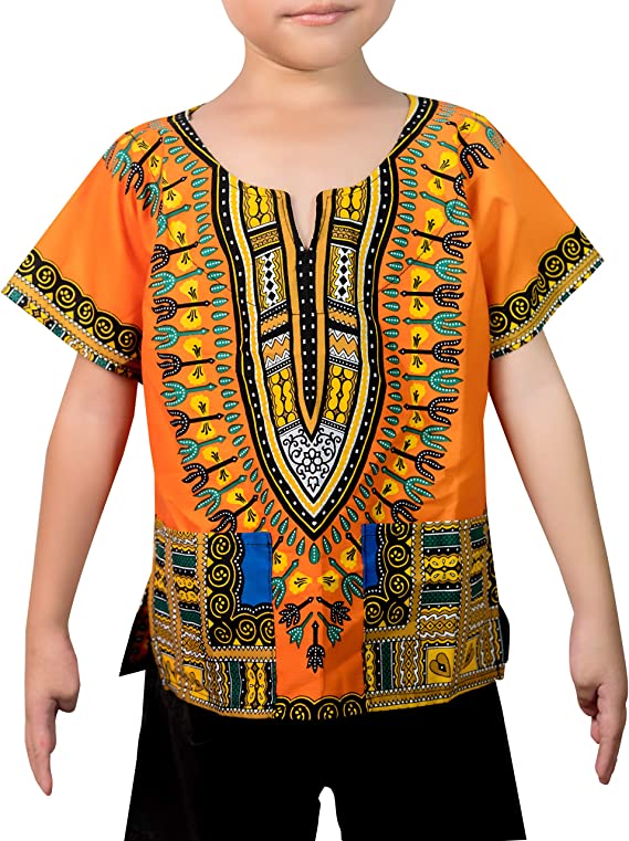Children Traditional Colourful African Dashiki Thailand Style with Shorts (Yellow) - Tribe