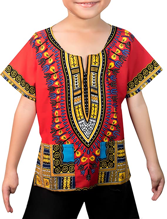 Children Traditional Colourful African Dashiki Thailand Style with Shorts (Red) - Tribe
