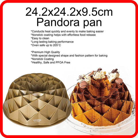 Bundt Pan Pandora Cake Pan Aluminium Cake Mold Non Stick Coating  Gold (Size: 24CM x 24CM x 10CM) - LIFE SMILE