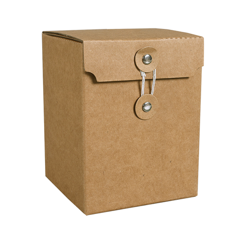 Small Brown Kraft Paper Folding Box With Button And String Closure  9x6.5x6.5 cms (12Pc Pack)