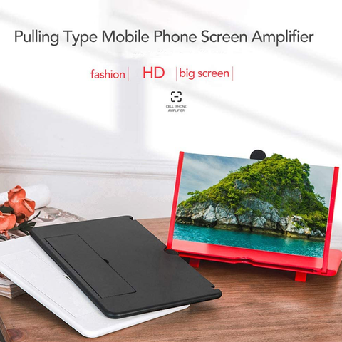 Pulling Type Mobile Phone Screen Amplifier 3D Effect Large Screen - Red