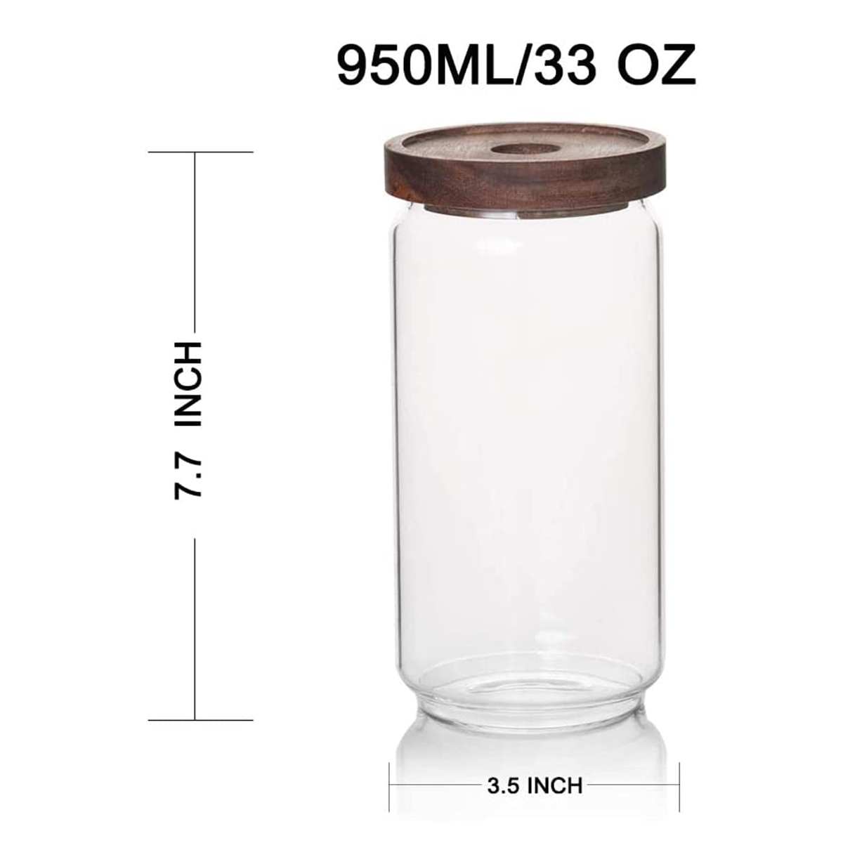 WILLOW 6Pcs Pack Glass Canisters with Wooden Lid , and Good Sealing (950ml)