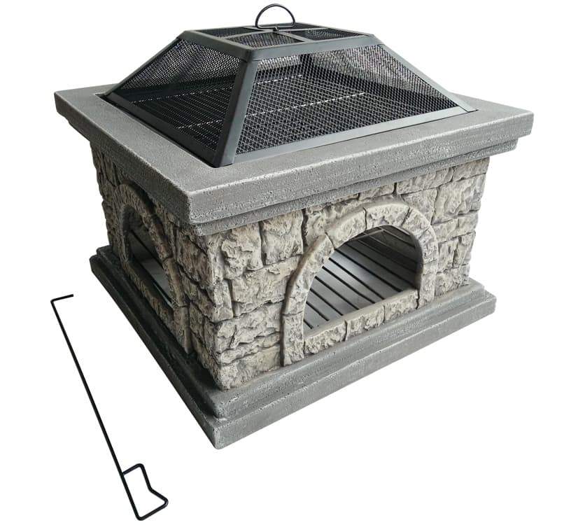 Stone-Effect Square Fire Pit (68.58 cm)