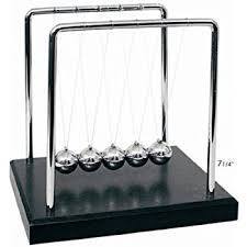Newtons Cradle Balance Balls wooden base 7 1/4 inch