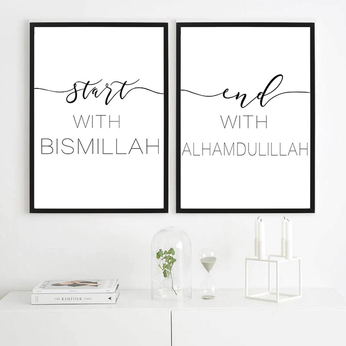 RIBBA Frame, Black Set of 2, Start with Bismillah / End with Alhamdulillah 50x70 cm