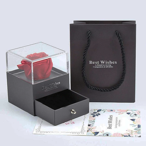 Olmecs Romantic Rose Jewelry Gift Box, with Small Carry Bag for Valentine Day or Wedding Day