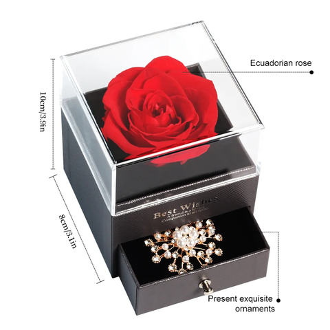 Olmecs Romantic Rose Jewelry Gift Box, with Small Carry Bag for Valentine Day or Wedding Day