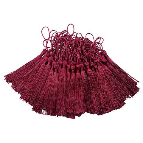 96 PCS Dark Pink Soft Craft Tassels with Loops for Jewelry Making, DIY, Bookmark, - WILLOW