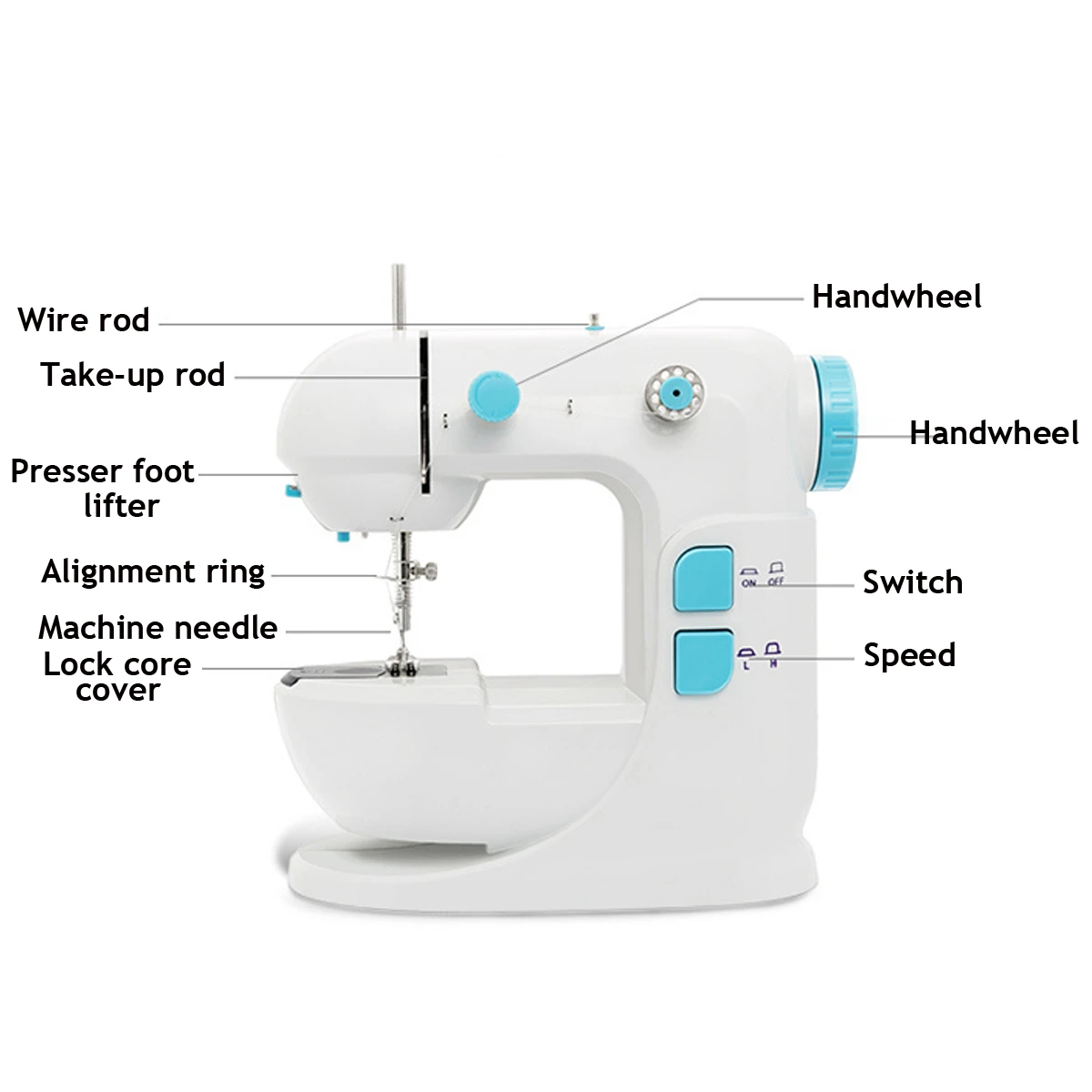 Mini Sewing Machine Household Multifunctional Speed Free-Arm Crafting Mending Machine - A