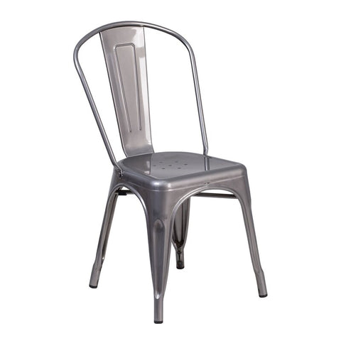 Metal Stackable Chair For Restaurants - Silver