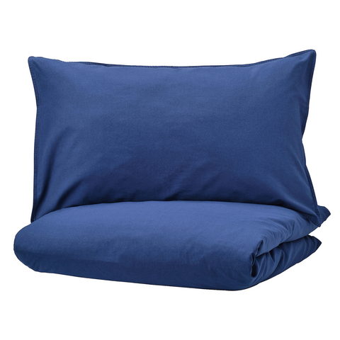 Quilt cover and pillowcase, Dark Blue, 150x200/50x80 cm - ANGSLILJA