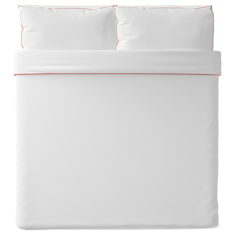 Quilt cover and pillowcase, White & Red 150x200/50x80 cm - KUNGSBLOMMA