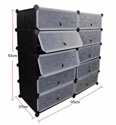 10 Cubes DIY Storage Plastic Shoe Cabinet (White) - SquareDubai