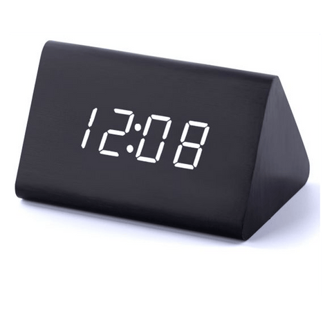 LED WOOD GRAIN ALARM CLOCK WITH DISPLAY - Small triangle – Emaratshop