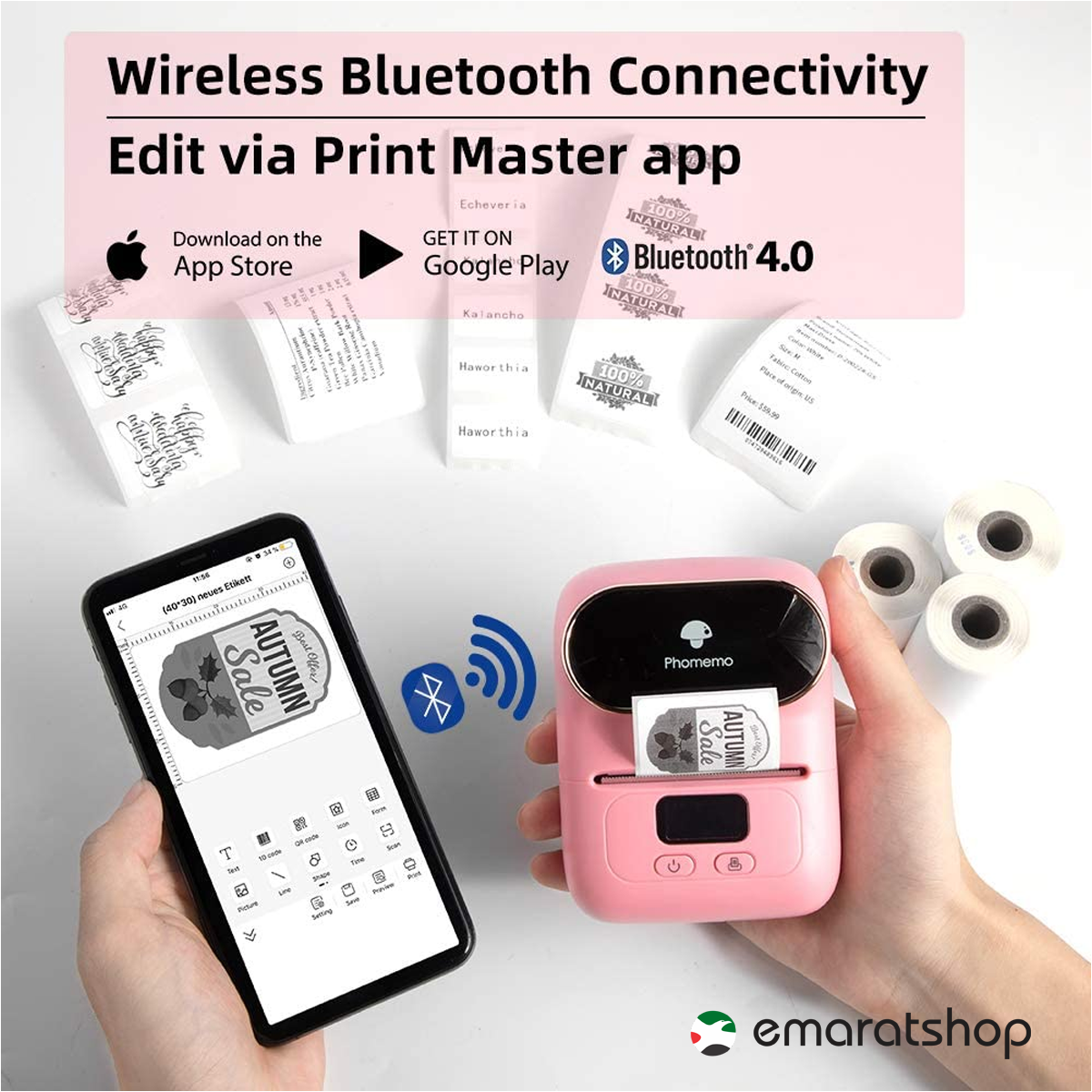 Phomemo M110 Portable Mini Thermal Label Printer for Mobile - Pink –  Emaratshop
