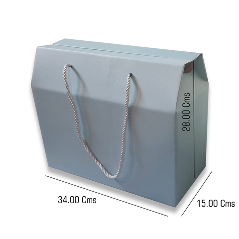 Heavy Duty Large BLUE Kraft Corrugated Boxes with Rope Handles  35x15x28Cm (10Pc Pack) - Willow