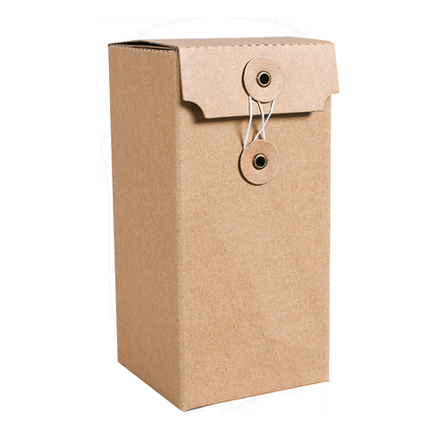 Small Brown Kraft Paper Folding Box With Button And String Closure  9x6.5x6.5 cms (12Pc Pack)